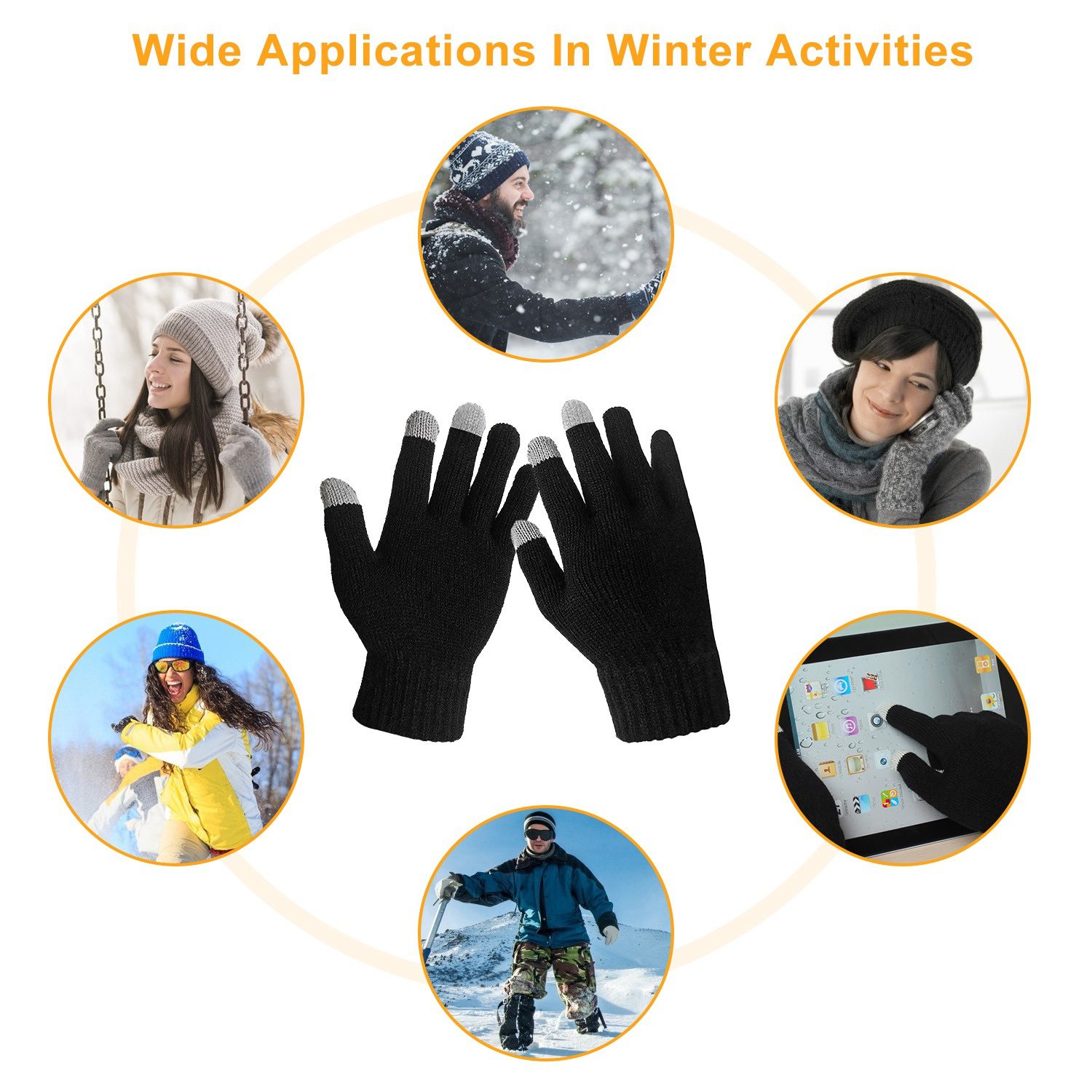 Unisex Touch Screen Gloves Full Finger Winter Warm Knitted Gloves For Warmth Running Cycling Camping Hiking - Image 6
