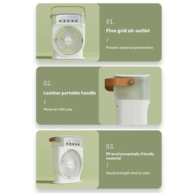 Portable USB Air Conditioner Cooling Fan With 5 Sprays 7 Color Light 600ML Water Tank Spray Mist Air Cooler Humidifiers - Image 6