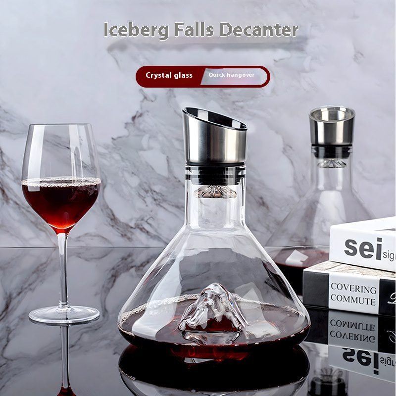 Hot-selling Iceberg Waterfall Wine Decanter Creative Transparent Lead-Free Crystal Glass Wine Dispenser Barware Quick Decanters - Image 3