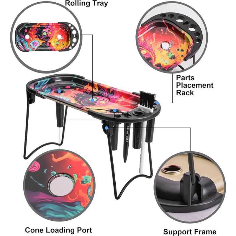 Metal Rolling Tray Cone Loader For King Size And More Size Pre Rolled Cone Foldable Stand Cone Filler Smoking Accessory - Image 2