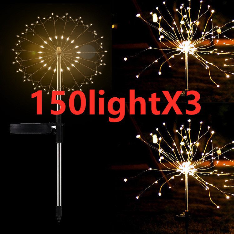 إضاءة أرضية تعمل بالطاقة الشمسية بتصميم ألعاب نارية جديد، سلسلة أضواء LED بسلك نحاسي للاستخدام الخارجي، ديكور للحدائق، أضواء على شكل نجوم، وأضواء زينة لعيد الميلاد. - الصورة 10