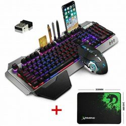 104 Keys Wireless Gaming Keyboard Mouse Set Mouse Pad, RGB LED Backlit PC Laptop