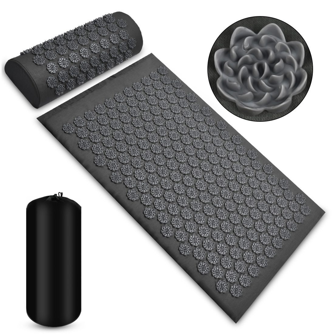 Acupressure Massage Mat With Needles Set Back Massager For Neck Foot Kuznetsov's Applicator Massage Pad Yoga Mat With Pillow - Image 5