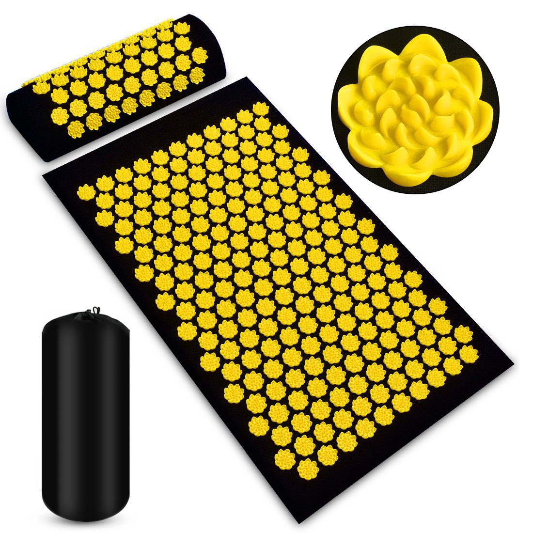 Acupressure Massage Mat With Needles Set Back Massager For Neck Foot Kuznetsov's Applicator Massage Pad Yoga Mat With Pillow - Image 4