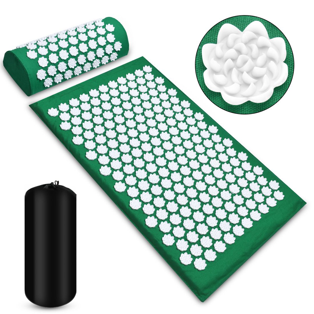Acupressure Massage Mat With Needles Set Back Massager For Neck Foot Kuznetsov's Applicator Massage Pad Yoga Mat With Pillow - Image 7