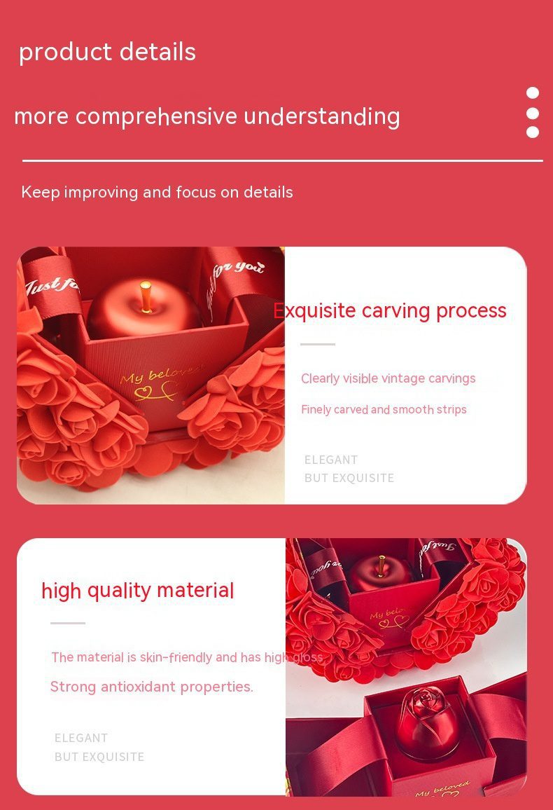 Valentines Day Gift Soap Rose Gift Box Crystal Pendant Necklace Eternal Flower Jewelry Box Set Wedding Birthday Gift For Girlfriend - Image 8