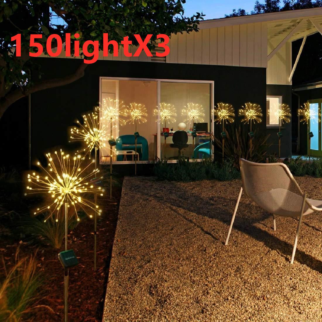 إضاءة أرضية تعمل بالطاقة الشمسية بتصميم ألعاب نارية جديد، سلسلة أضواء LED بسلك نحاسي للاستخدام الخارجي، ديكور للحدائق، أضواء على شكل نجوم، وأضواء زينة لعيد الميلاد. - الصورة 8