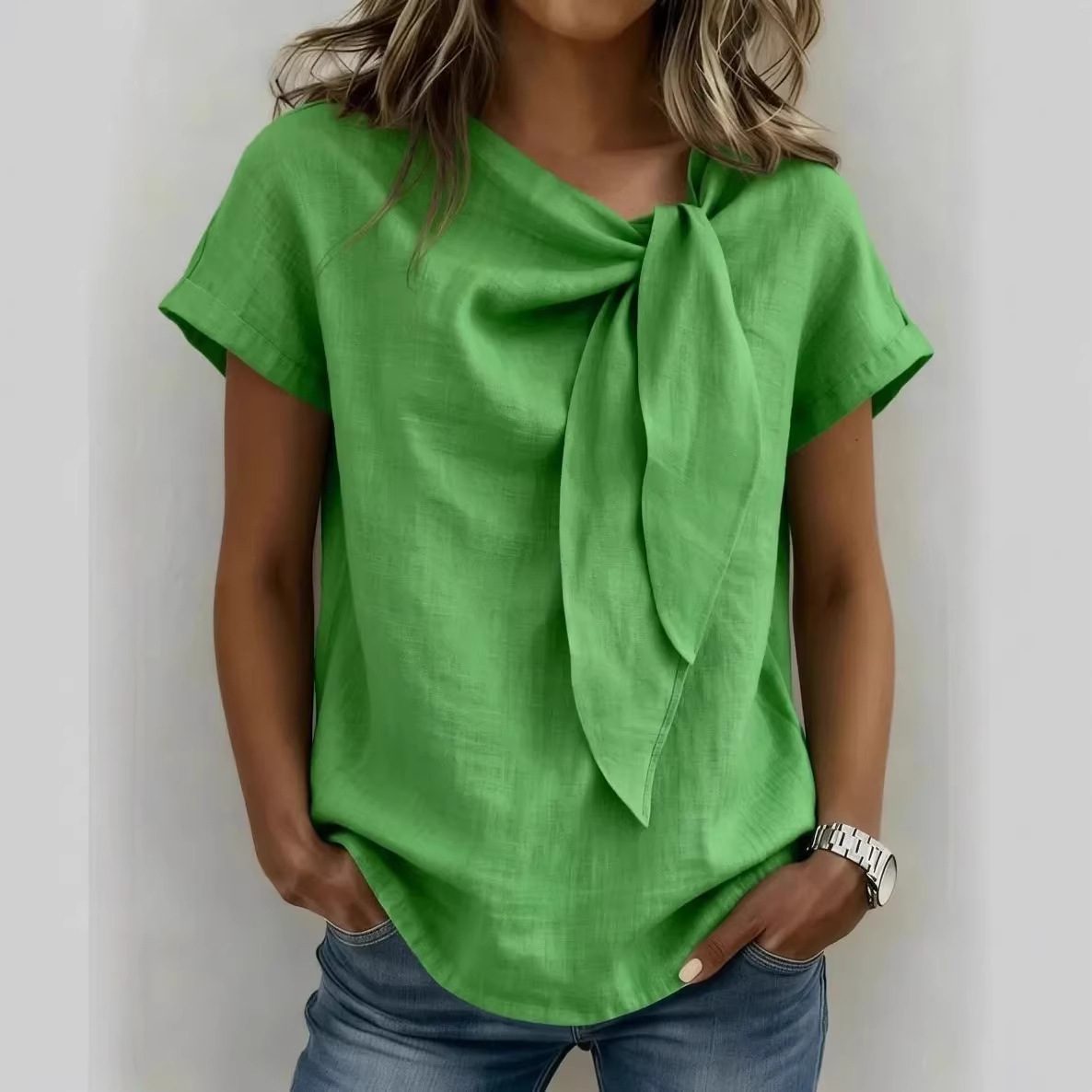 Women's Summer Short Sleeve Casual T-Shirt - Cotton Blend Lightweight Everyday Top For Daily Wear - Image 4