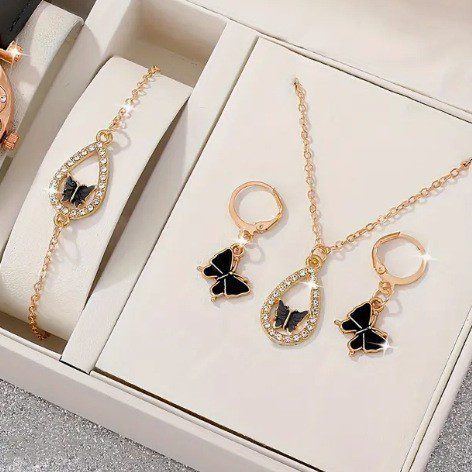 4PCS Set Luxury Women Butterfly Necklace Bracelet Earrings Drop Oil Diamond Jewelry For Girl Gift Jewelry Fashion Jewelry Set - Image 10