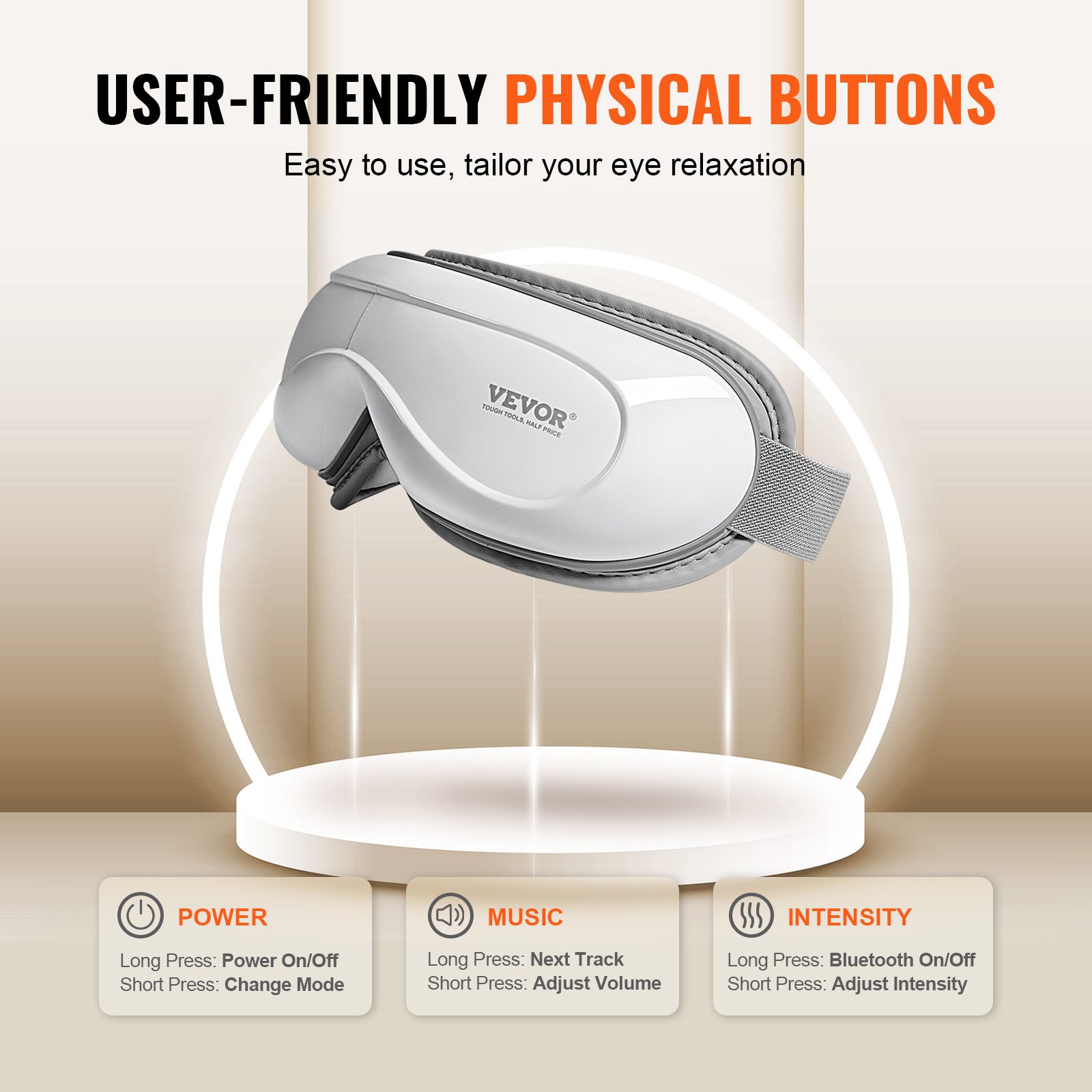 VEVOR Heated Eye Massager Eye Care Device 5 Modes Bluetooth Music 180 Foldable - Image 4