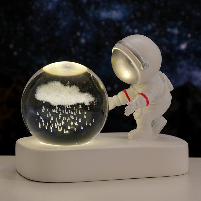 Glowing Planetary Galaxy Astronaut Crystal Ball Night Lights USB Power Warm Bedside Light Brithday Gift Night Lamp - Image 7