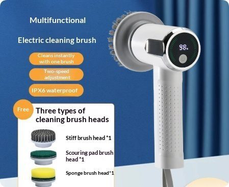 Multifunctional Smart Display Electric Cleaning Brush Wireless Kitchen Sink Cleaning Brush Waterproof Electric Pot Brush Cleaning Tool - Image 9