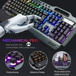 104 Keys Wireless Gaming Keyboard Mouse Set Mouse Pad, RGB LED Backlit PC Laptop - Image 4