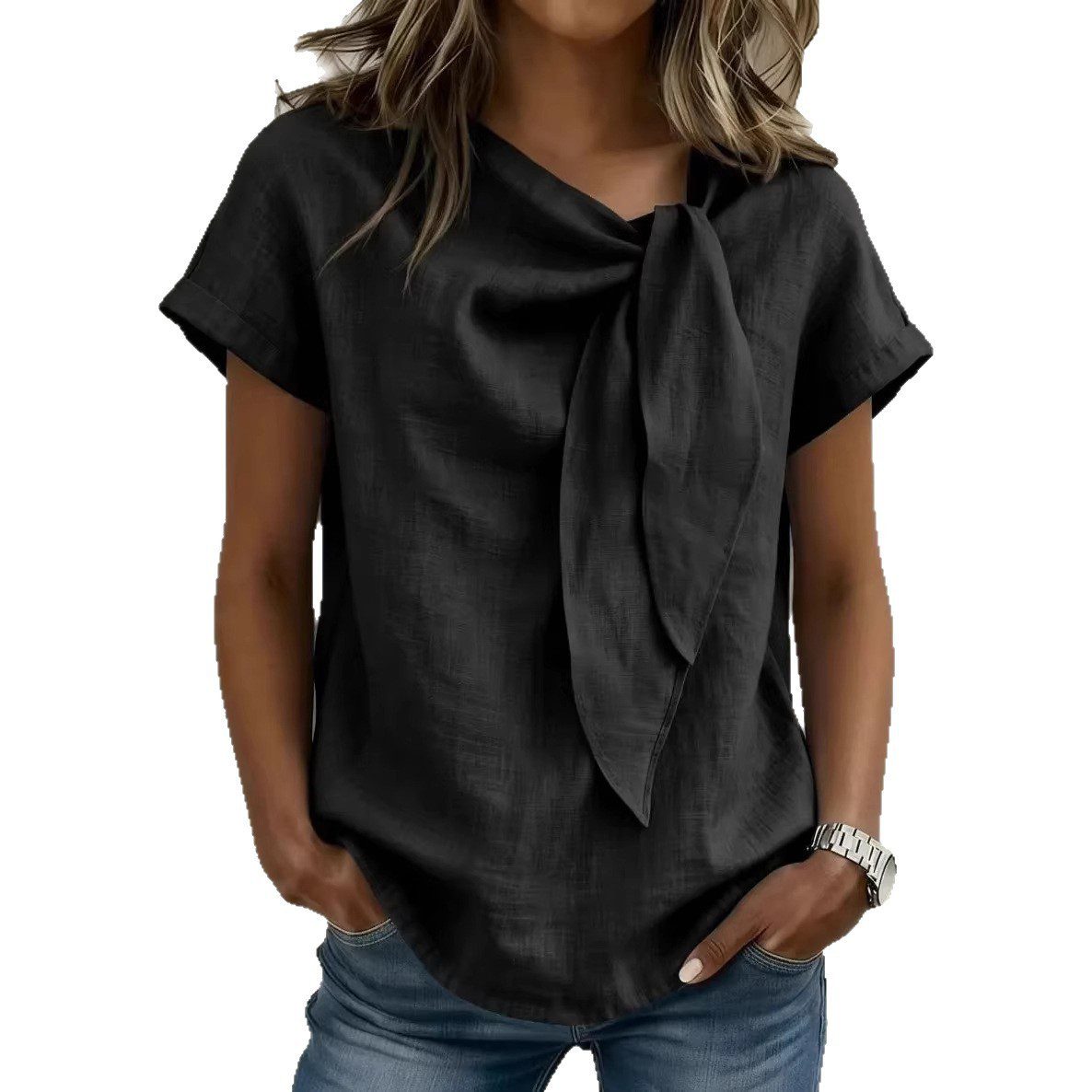 Women's Summer Short Sleeve Casual T-Shirt - Cotton Blend Lightweight Everyday Top For Daily Wear - Image 6
