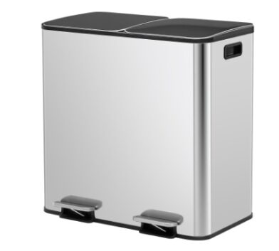 Trash Can With Lid - Large 80 Liter Stainless Steel Trash Can Dual Compartment Plastic Inner Bucket Sealed Trash Can