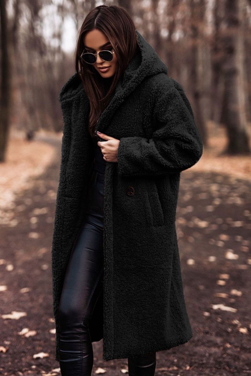 Autumn Winter Fashion Elegant Long Coat Woman Plush Warm Faux Fleece Coat Women Teddy Jacket Female Teddy Coat Outwear Ladies - Image 4