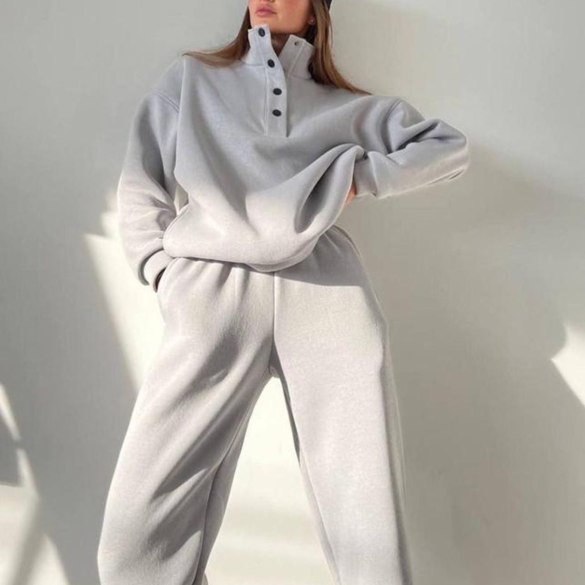 Oversized Solid Casual Pullovers Long Pant Set Warm Hoodie New Tracksuit Suit Fashion Pant Sets Sets For Women 2 Pieces - Image 4