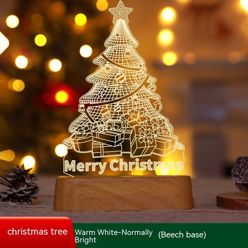 زينة عيد الميلاد مصباح ثلاثي الأبعاد LED من الأكريليك إضاءة ليلية للعام الجديد وعيد الحب وعيد الميلاد هدية للأطفال وزينة عيد الميلاد - الصورة 3