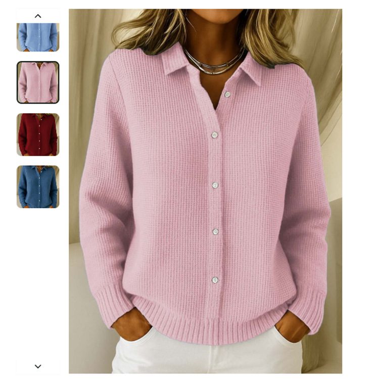 Casual Fashion Button Knitted Lapel Sweater For Women Long Sleeve Knitted Sweaters Tops Winter Jumper - Image 4