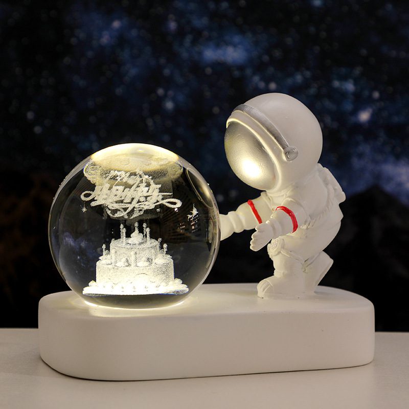 Glowing Planetary Galaxy Astronaut Crystal Ball Night Lights USB Power Warm Bedside Light Brithday Gift Night Lamp - Image 10