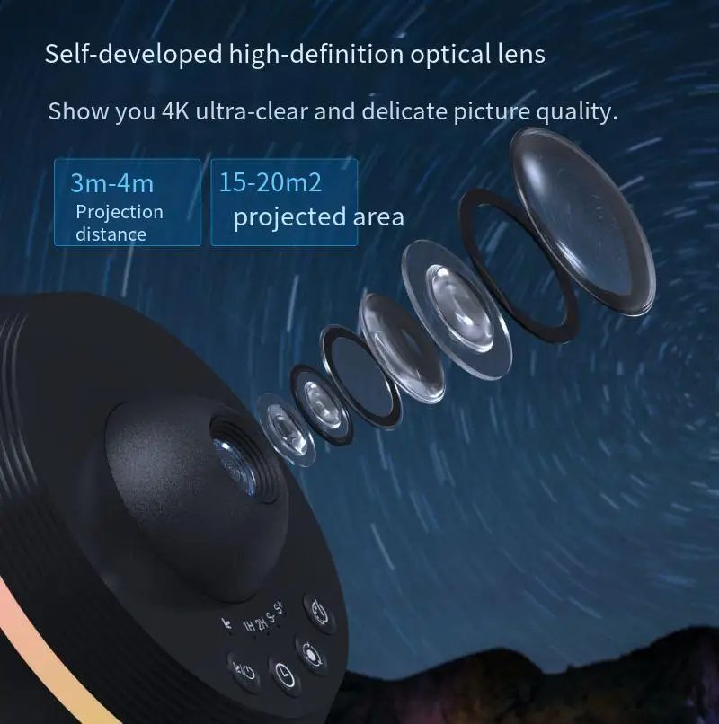 جهاز عرض مجرة Dynamic Meteor 13 في 1 فائق الوضوح، مصباح عرض كوني دوّار على شكل كرة فضاء، إضاءة قبة فلكية (بلانيتاريوم)، هدية للأطفال. - الصورة 3