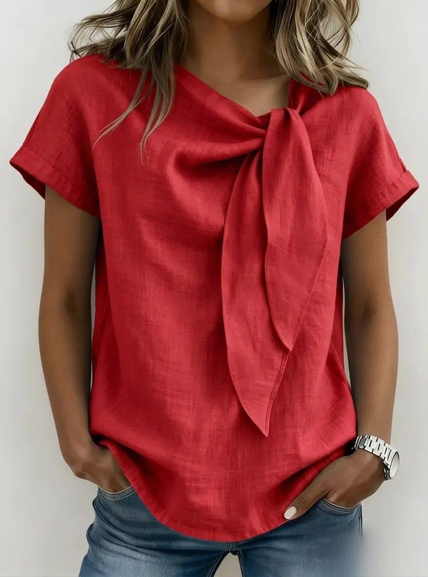 Women's Summer Short Sleeve Casual T-Shirt - Cotton Blend Lightweight Everyday Top For Daily Wear - Image 10
