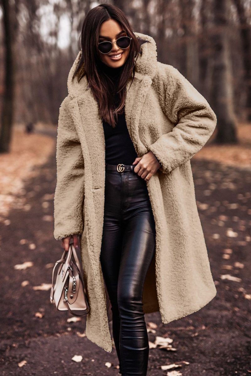 Autumn Winter Fashion Elegant Long Coat Woman Plush Warm Faux Fleece Coat Women Teddy Jacket Female Teddy Coat Outwear Ladies - Image 8