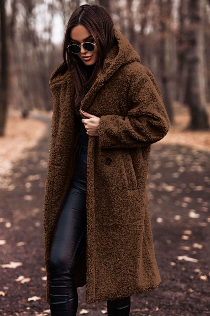 Autumn Winter Fashion Elegant Long Coat Woman Plush Warm Faux Fleece Coat Women Teddy Jacket Female Teddy Coat Outwear Ladies - Image 9