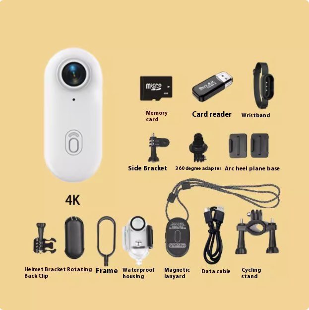 كاميرا رياضية احترافية صغيرة بدقة 4K للتصوير أثناء الحركة، مخصصة للتركيب على الخوذة أو الدراجات النارية والهوائية، وتعمل ككاميرا مثبتة على الجسم أو كاميرا فيديو. - الصورة 9