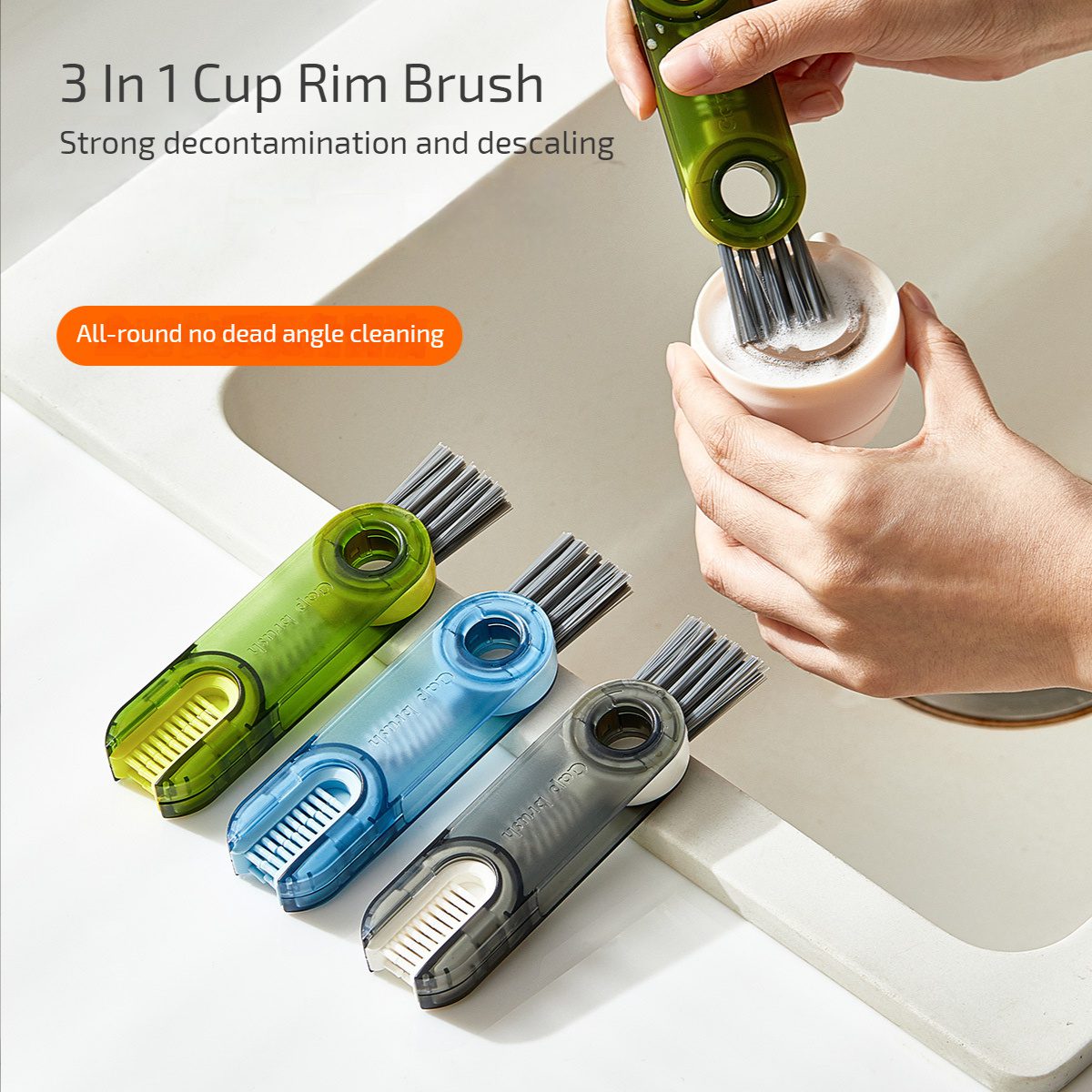 3 In 1 Tiny Bottle Cup Cover Brush Straw Cleaner Tools Multi-Functional Crevice Cleaning Brush Kitchen Tools Gadgets - Image 2