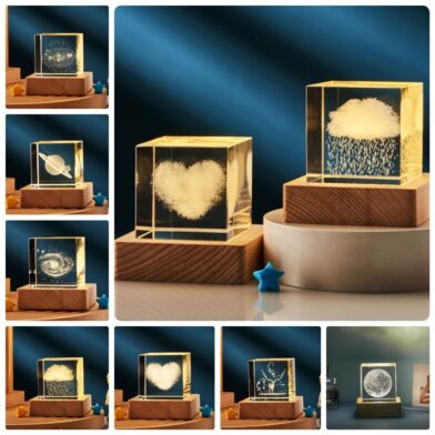 3D Transparent Crystal Cube Desktop Decoration Small Night Lamp Bedroom Home Decor For Kids Party Children Birthday Gifts