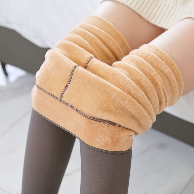 Fake Translucent Plus Size Leggings Fleece Lined Tights Fall And Winter Warm Fleece Pantyhose Women Fleece Lined Pantyhose Thermal Winter Tights - Image 10