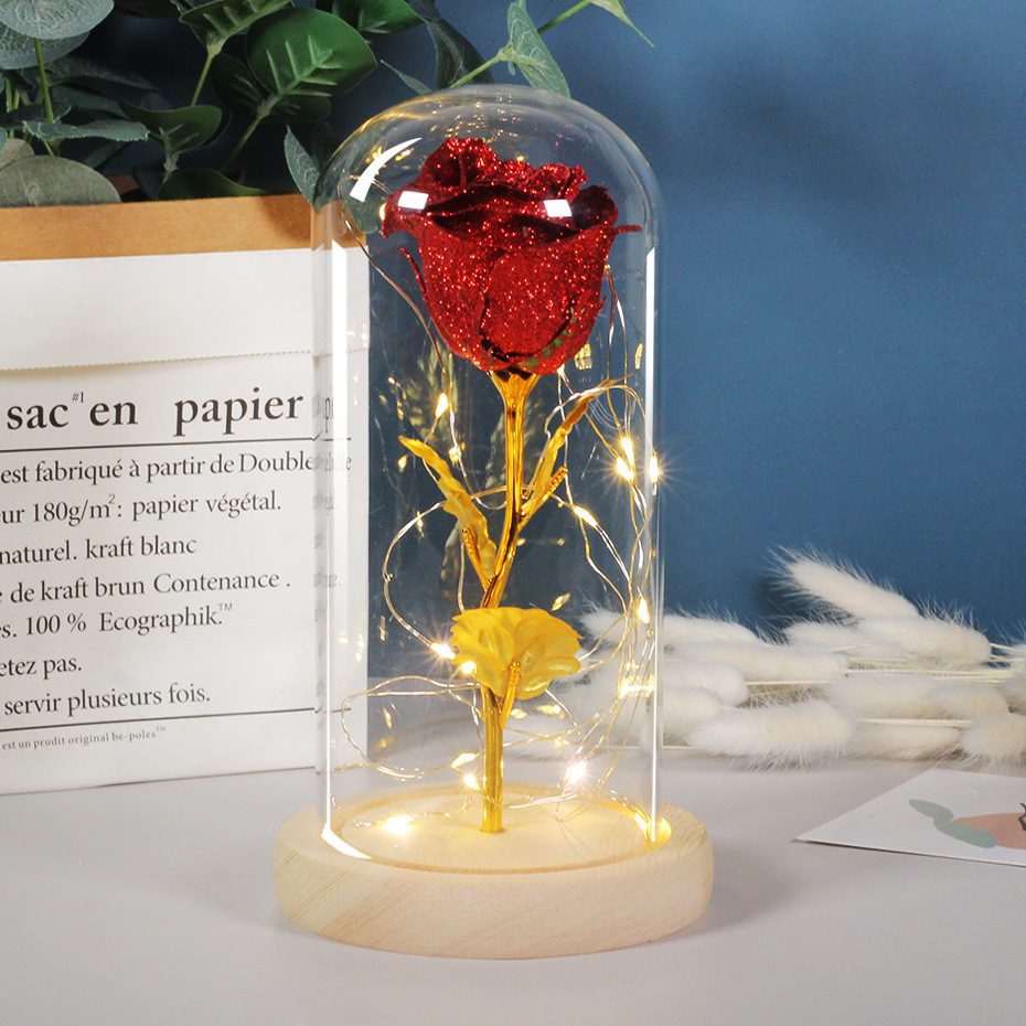 Valentines Day Gift For Girlfriend Eternal Rose Flowers LED Light In Glass Cover Day Wedding Decoration Favors Mother Day Female Gift Gift - Image 7