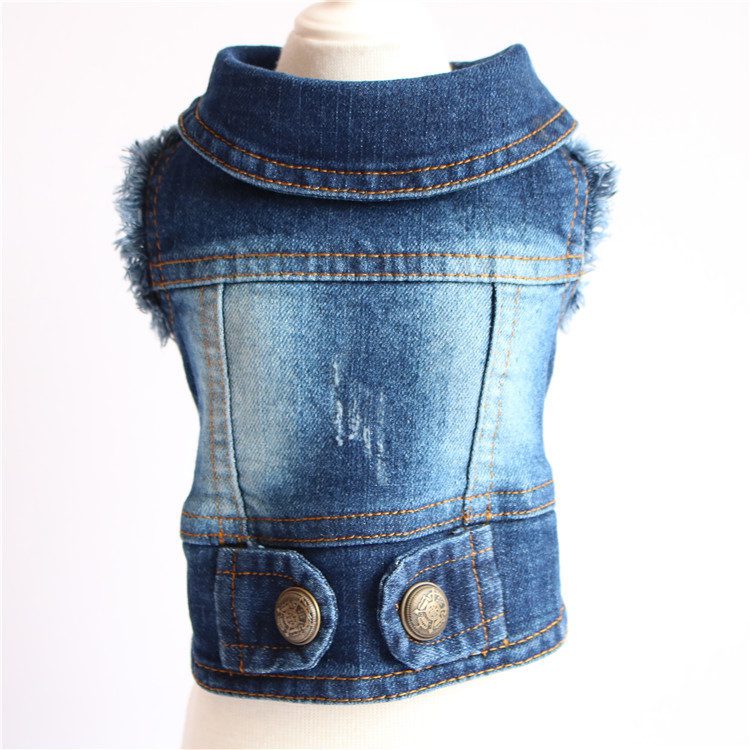 Designer Dog Clothes Small Dog Denim Jacket Coat Cat Costume Puppy Jeans Vest Spring Clothing - Image 3