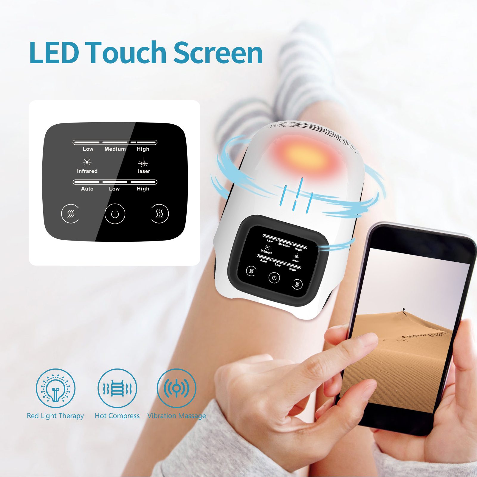 Intelligent Home Use Electric Intelligent Kneading Heating Knee Massager Rechargeable Pain Relief Infrared Laser Vibration Knee Massager - Image 6