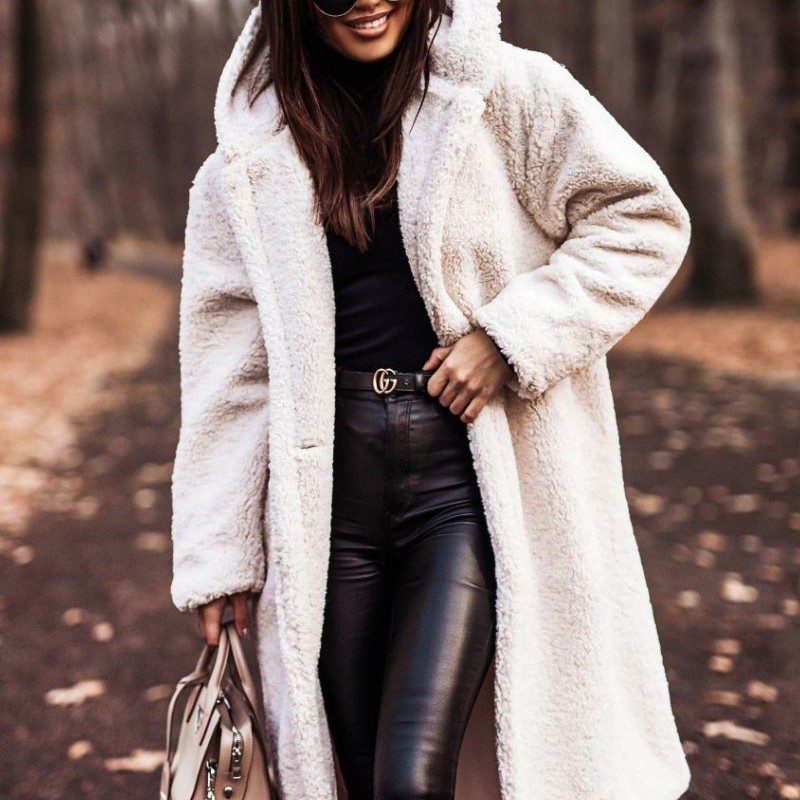 Autumn Winter Fashion Elegant Long Coat Woman Plush Warm Faux Fleece Coat Women Teddy Jacket Female Teddy Coat Outwear Ladies - Image 2