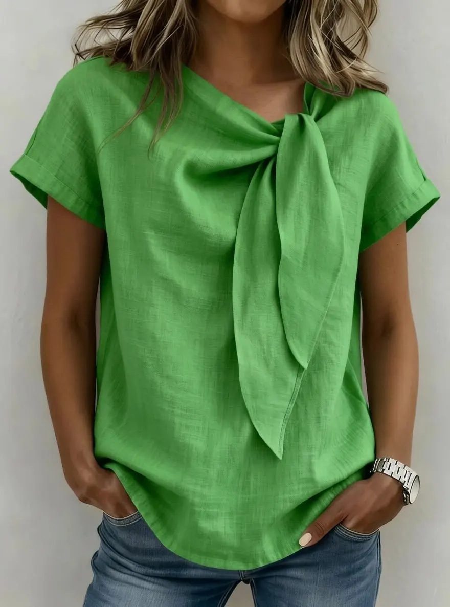 Women's Summer Short Sleeve Casual T-Shirt - Cotton Blend Lightweight Everyday Top For Daily Wear - Image 9