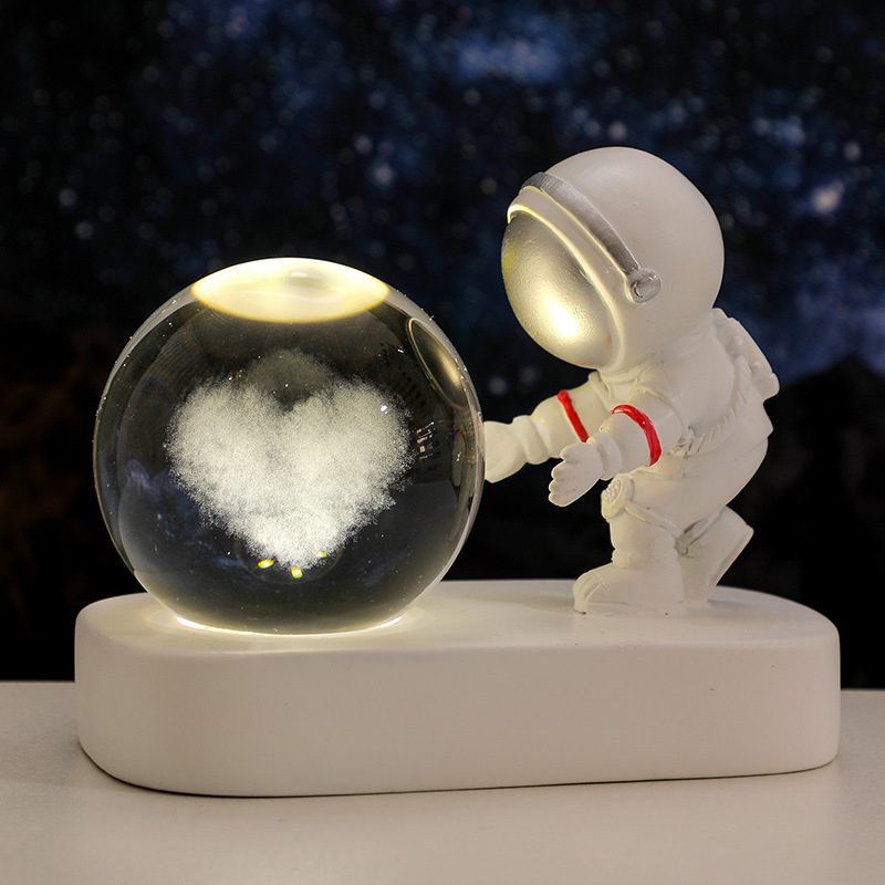 Glowing Planetary Galaxy Astronaut Crystal Ball Night Lights USB Power Warm Bedside Light Brithday Gift Night Lamp - Image 6