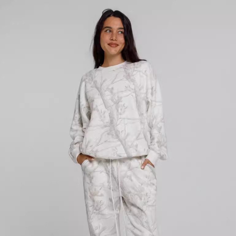 Autumn Winter Two Piece Sets Women Camouflage Hoodie Maple Leaf Print Sweatshirt Suit Sports Hoodie Sportswear - Image 2