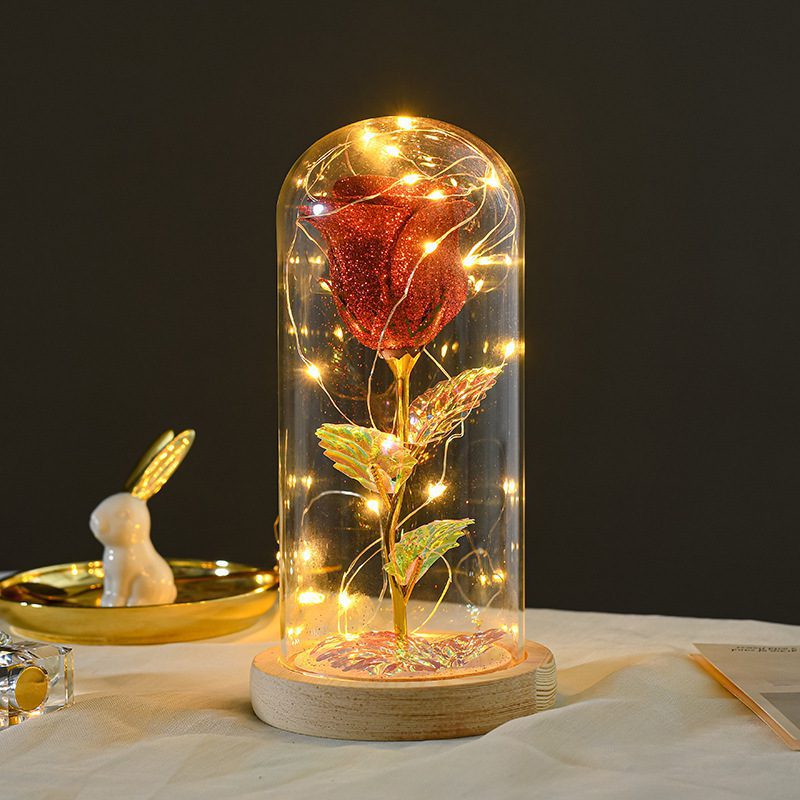 Valentines Day Gift For Girlfriend Eternal Rose Flowers LED Light In Glass Cover Day Wedding Decoration Favors Mother Day Female Gift Gift - Image 9