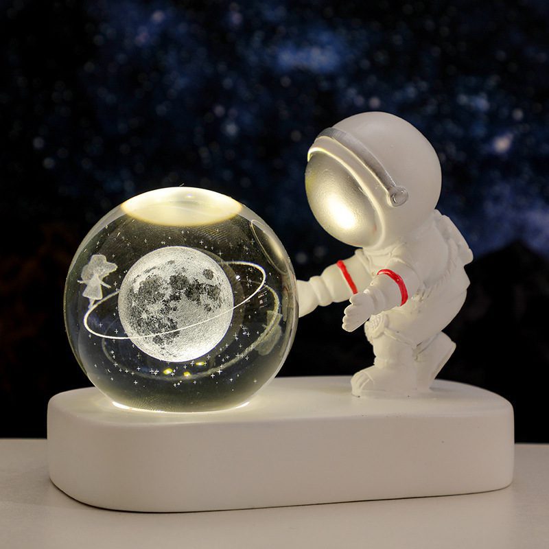 Glowing Planetary Galaxy Astronaut Crystal Ball Night Lights USB Power Warm Bedside Light Brithday Gift Night Lamp - Image 5