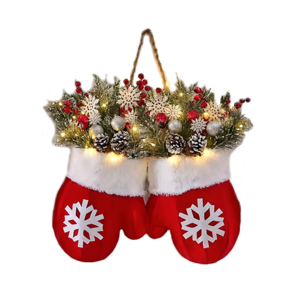 Christmas Garland Creative Glove Shaped Simulated Flower Wreath Window Door Gate Decoration Door Sign Xmas Party Decoration - Image 5