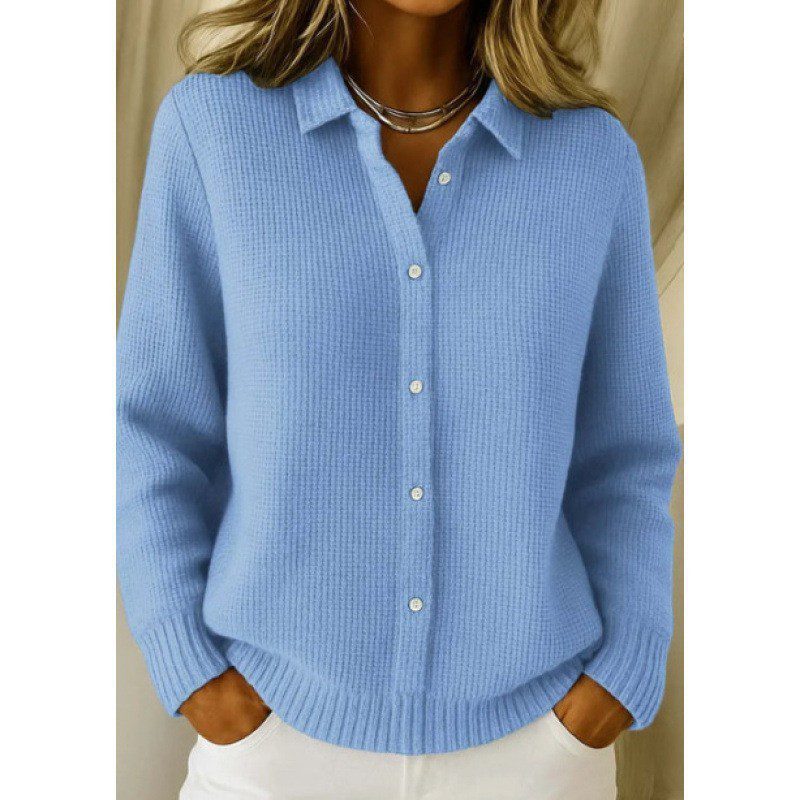 Casual Fashion Button Knitted Lapel Sweater For Women Long Sleeve Knitted Sweaters Tops Winter Jumper - Image 8