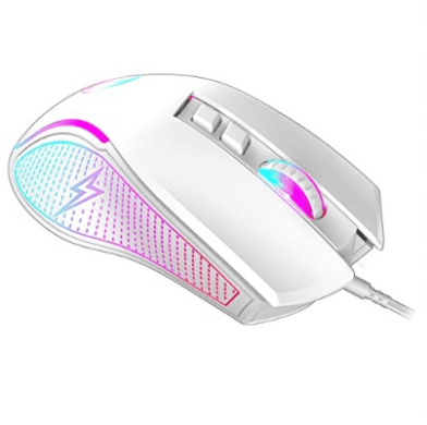 Wired Ergonomic Gaming Mouse RGB Backlit 3600 Adjustable DPI For PC Laptop---White