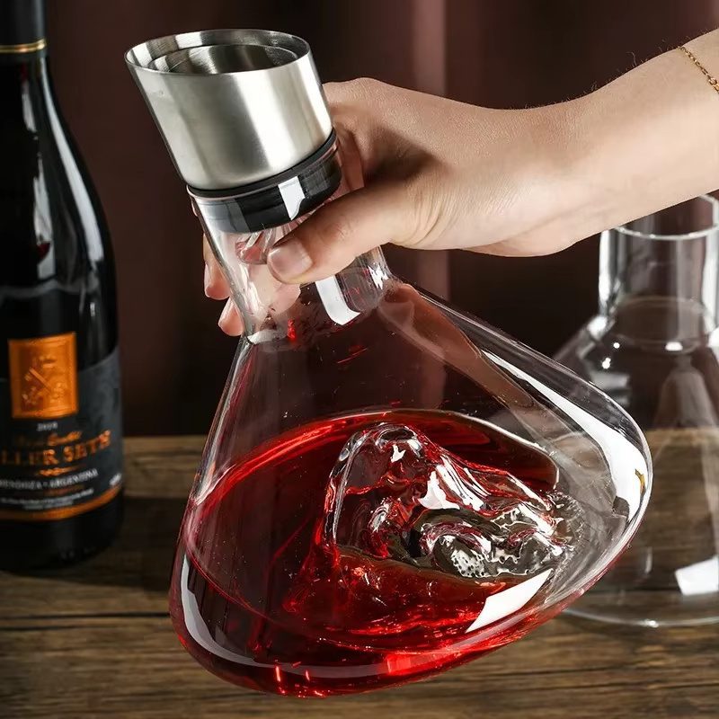Hot-selling Iceberg Waterfall Wine Decanter Creative Transparent Lead-Free Crystal Glass Wine Dispenser Barware Quick Decanters - Image 2