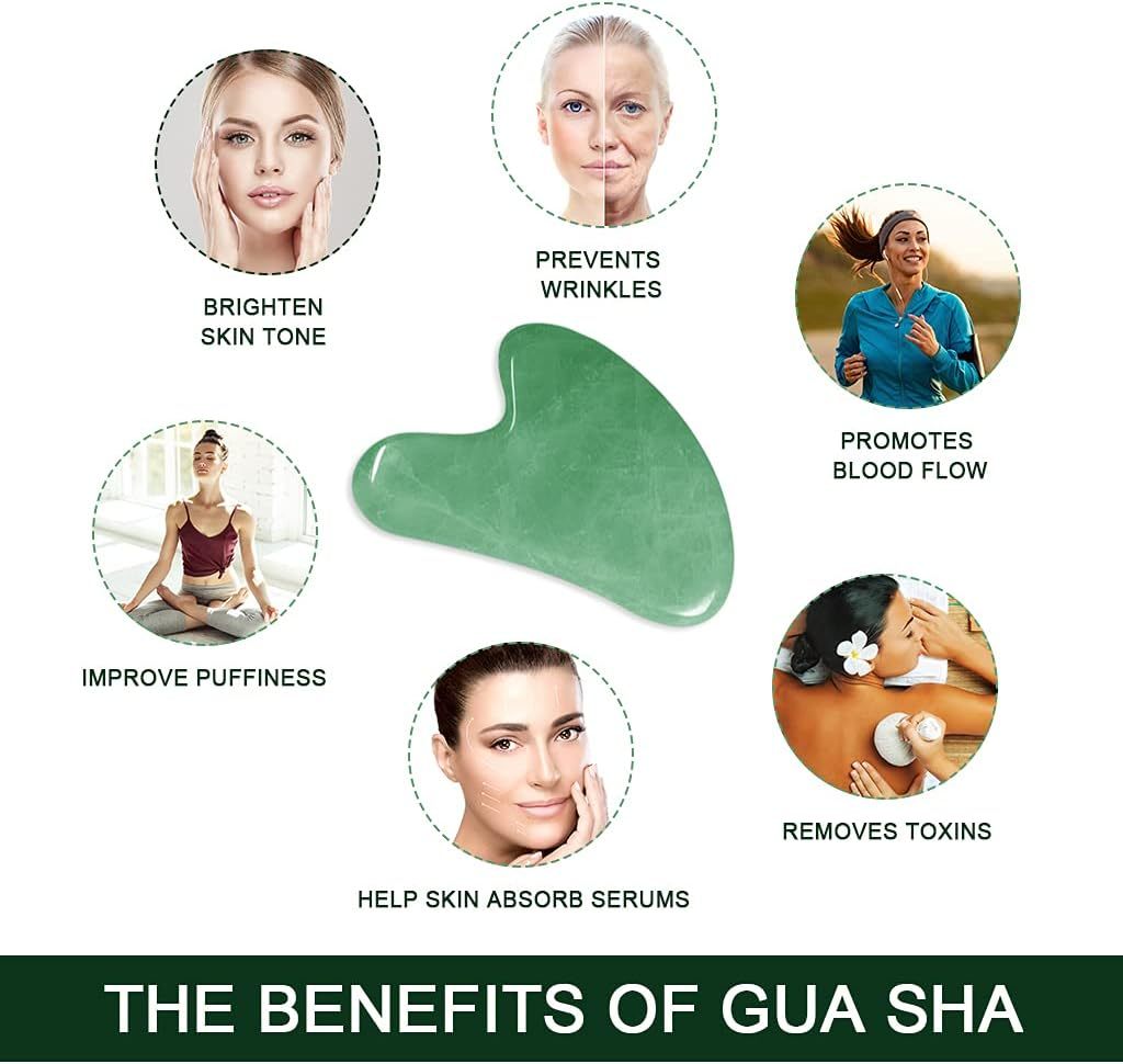 Gua Sha Massage Tools & Rosehip Oil In One Set, Nature Jade Stone Facial Gua Sha Products For Skin Massage, Beauty And Moisturizing , With Nice Travel Pouch - Image 4