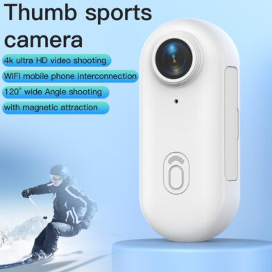 كاميرا رياضية احترافية صغيرة بدقة 4K للتصوير أثناء الحركة، مخصصة للتركيب على الخوذة أو الدراجات النارية والهوائية، وتعمل ككاميرا مثبتة على الجسم أو كاميرا فيديو.
