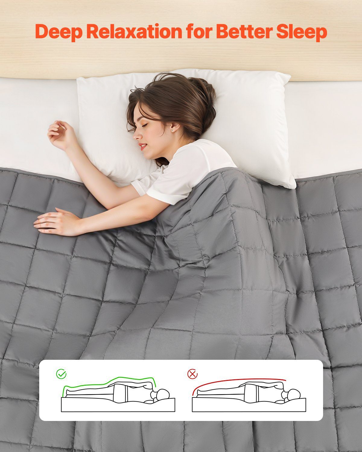 Weighted Blanket, 25 Lbs, 88 X 104 In King Size, Cooling Breathable Heavy Blanket With Glass Beads, All-Season Use, Suitable For 250-310 Lbs Adults, Anxiety Stress Relief, Improve Sleep, Grey - Image 2