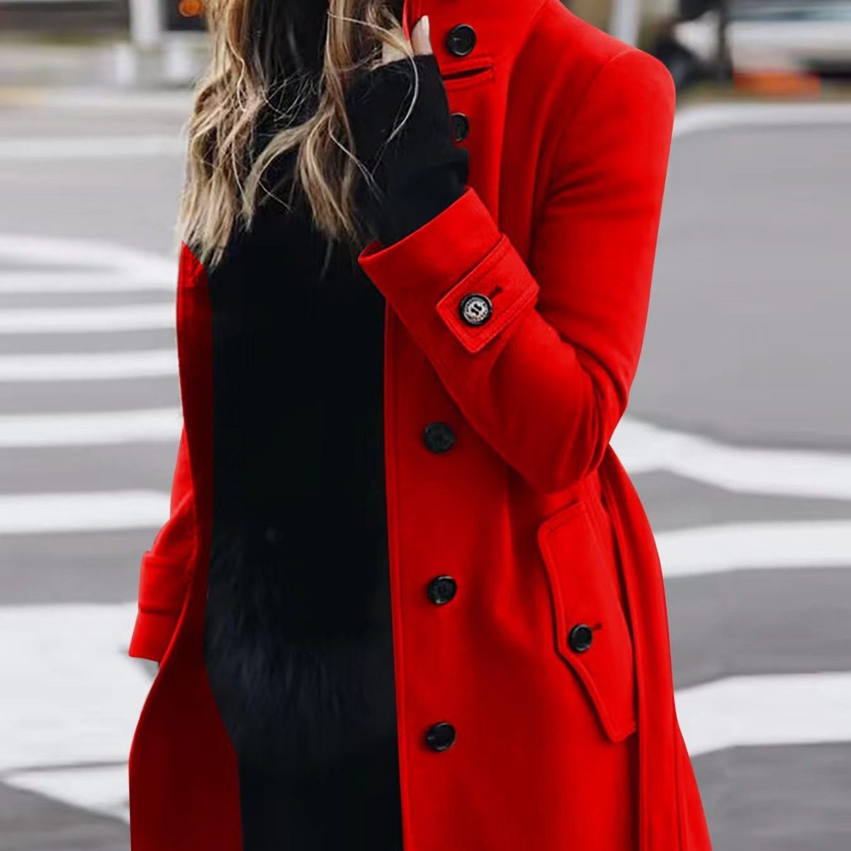 Autumn Winter New Woolen Coat Women's Slim Fit Cardigan Large Coat Women Long Sleeve Single Breasted Stand Collar Woolen Coat - Image 2