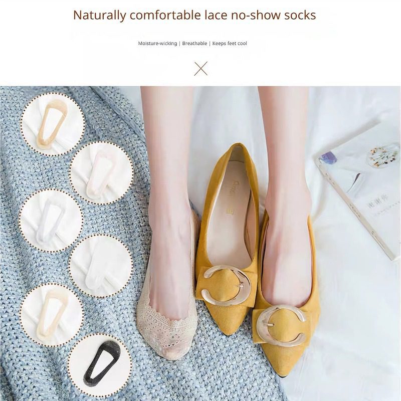 Lace Boat Socks Two Pairs, Cleverly Blending Lace Lace And Boat Sock Design, Skin Friendly And Breathable, Versatile Yet Exquisite - Image 2